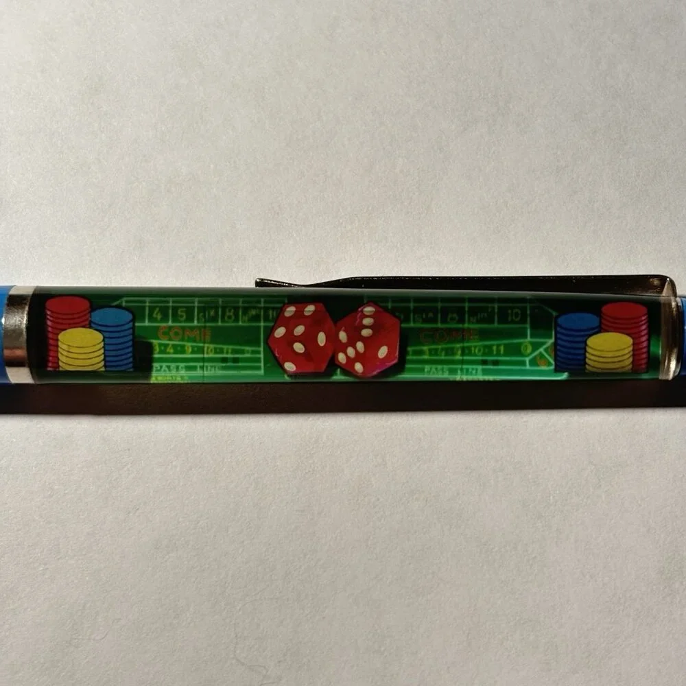 Las Vegas Craps Floaty Pen Red Dice Move by Game Table Poker Chip Stack Gambling